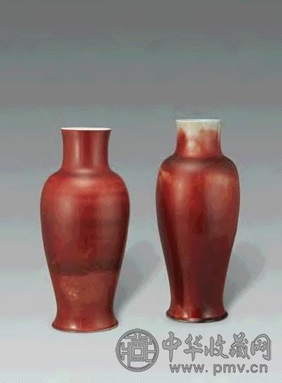 清康熙 郎窑红观音尊(2件)