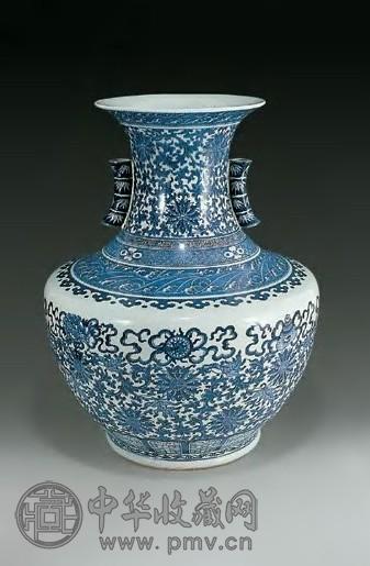 清光绪 青花缠枝莲八宝贯耳大尊