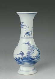 清雍正 青花渔乐小尊