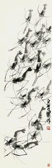 现代 齐白石 虾 轴