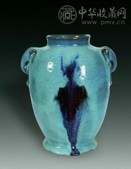 现代 钧窑太平有象双耳尊