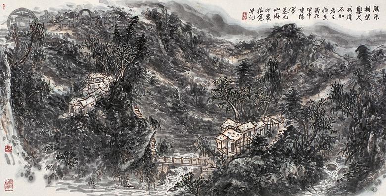 崔振宽 隔岸相望 镜心 设色纸本