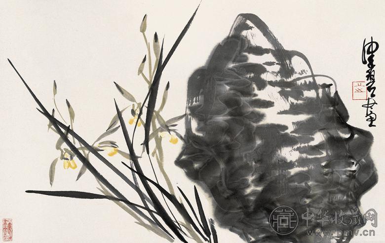 陈佩秋 兰石图 镜心 设色纸本