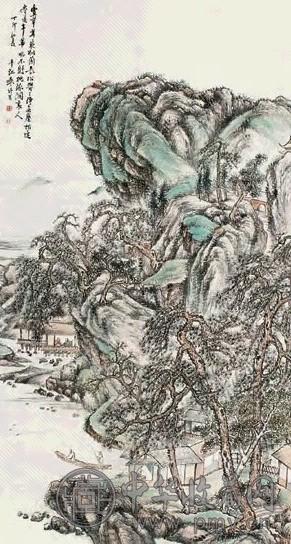 袁培基 山水 立轴 设色