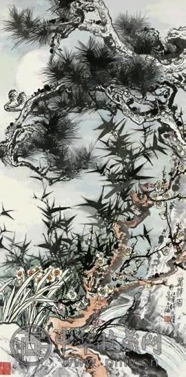 钱行健 万清图 立轴 设色纸本