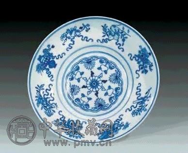 清光绪 青花暗八仙盘