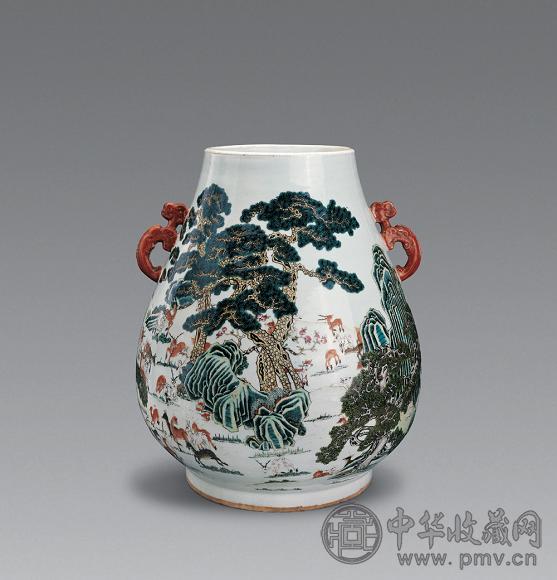 清光绪 粉彩百鹿尊