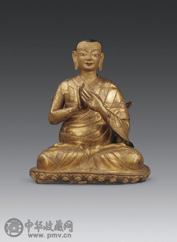 十六-17世纪 铜鎏金祖师像