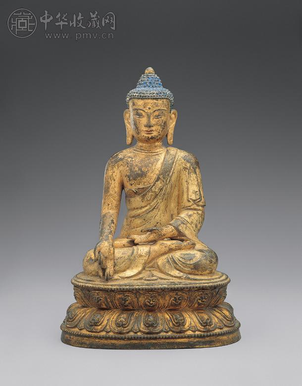 明弘治 铜鎏金药师佛坐像