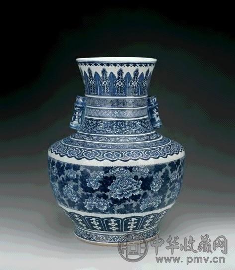 清光绪 青花花卉纹贯耳尊