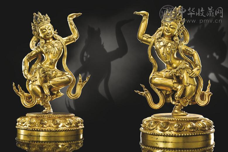 明宣德 鎏金铜金刚舞菩萨立像(1对)