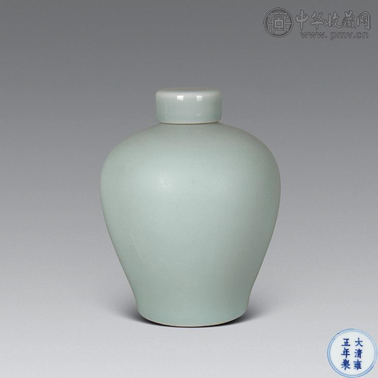 清雍正 粉青釉盖罐