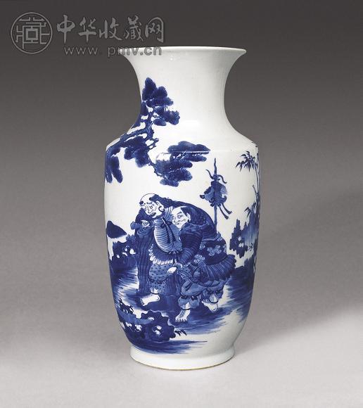 清道光 青花人物瓶