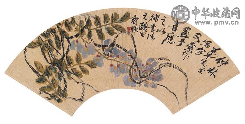 齐白石 紫藤图 镜心 设色绢本