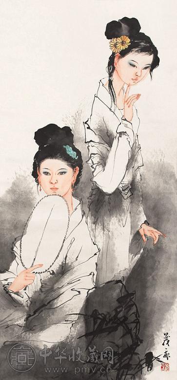 王茂飞 仕女图 立轴 设色纸本