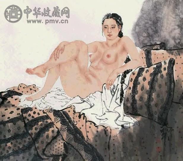 何家英 倚枕图 镜心 设色纸本