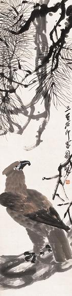 齐白石 松鹰图 立轴 设色纸本