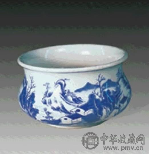 青花山水炉