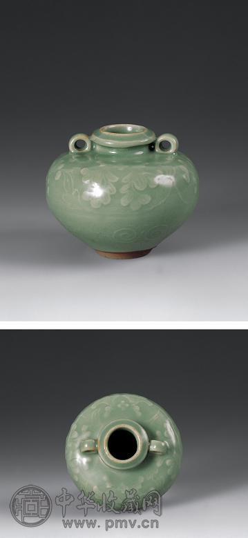 元 龙泉窑剔刻花纹双系尊