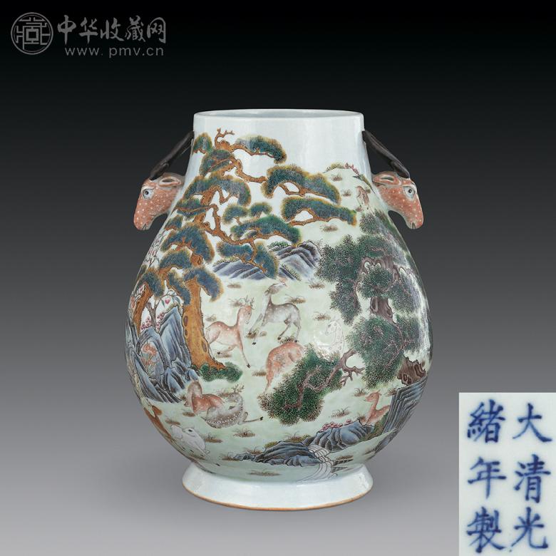 民国 粉彩百鹿尊