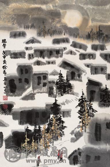 徐希 庚申(1980年)作 瑞雪 立轴 设色纸本