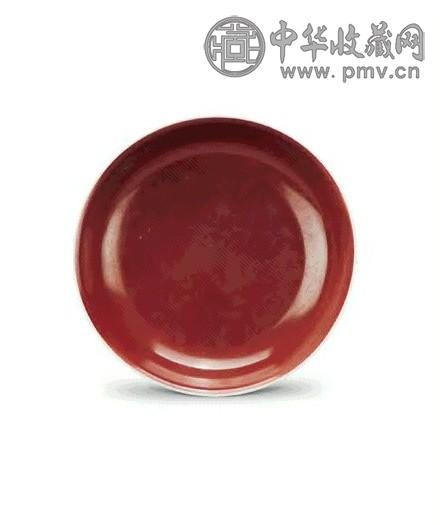 清 乾隆 祭红釉盘