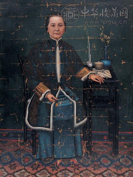 十九世纪肖像 油画 绢本