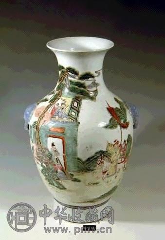 粉彩人物象耳尊