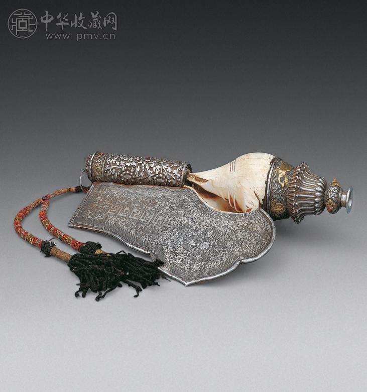 十六-十七世纪 镶银翅海螺法号