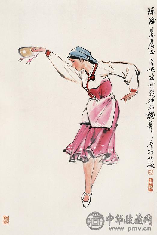 杨之光 舞蹈人物 镜心 纸本