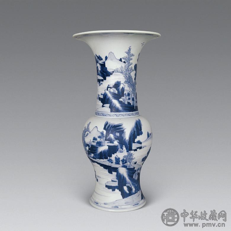 清康熙 青花山水凤尾尊