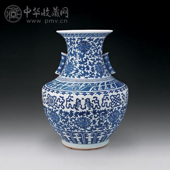 清光绪 青花缠枝八宝纹盖碗尊