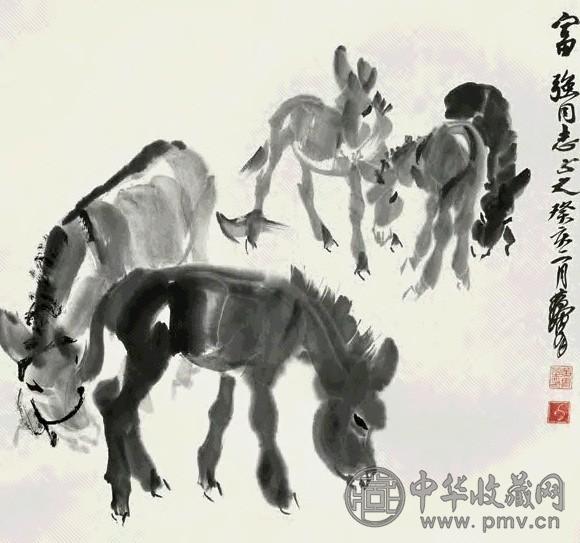 黄冑 1983年作 驴 立轴 水墨纸本