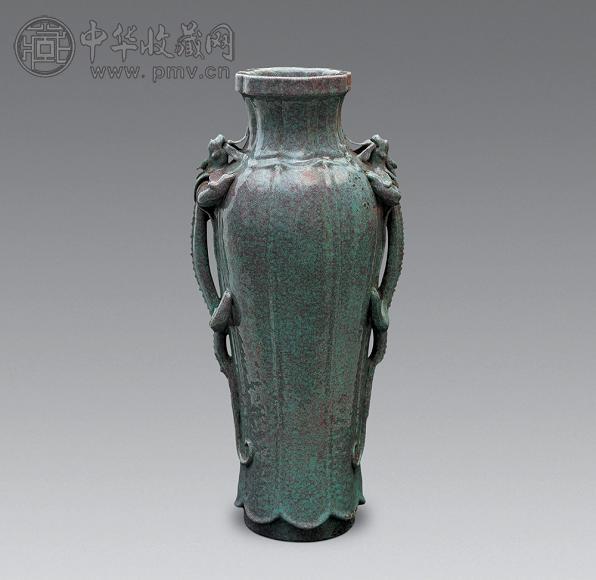 清 炉钧双螭耳花口尊