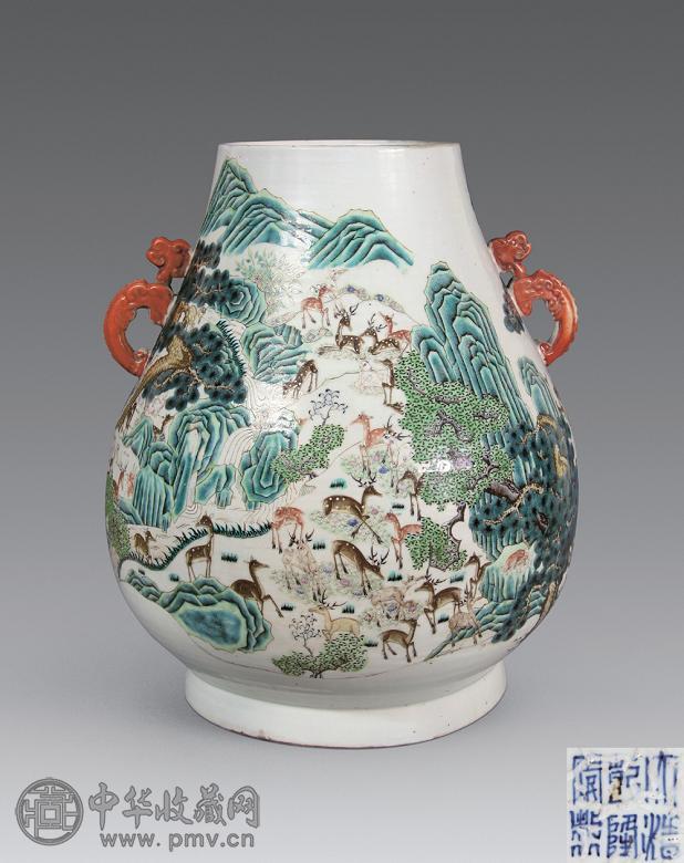 清光绪 粉彩百鹿尊