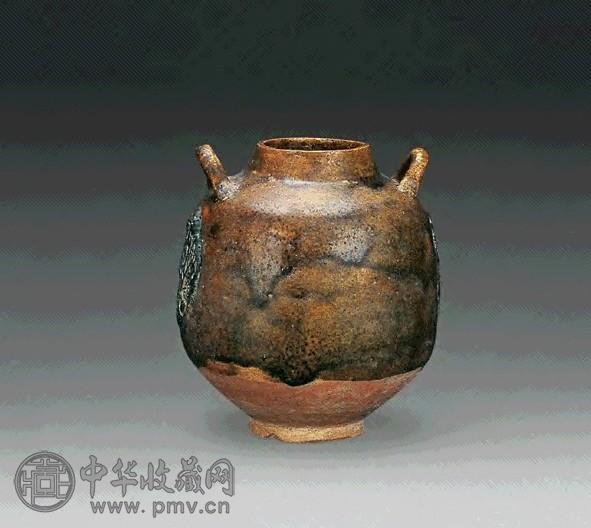 唐 长沙窑双条贴花罐