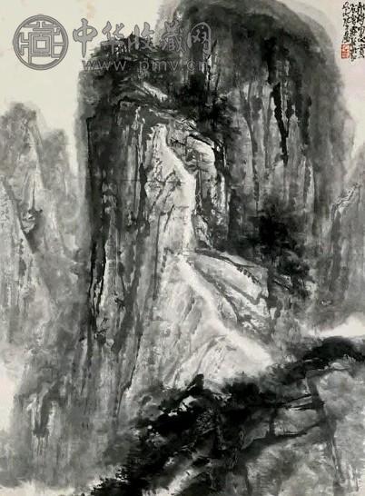 石鲁 峻岭 立轴 水墨纸本