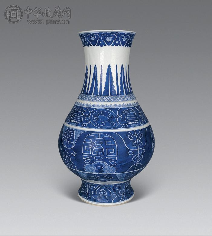 清光绪 青花兽面纹尊