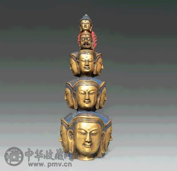 铜镏金千手观音佛头