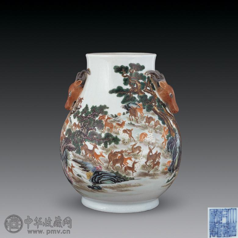 民国 粉彩百鹿尊