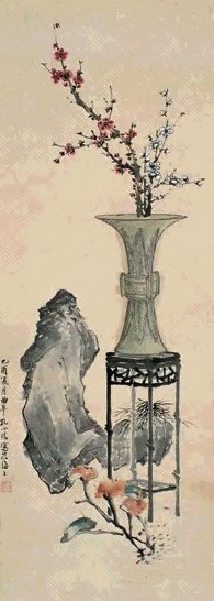 孔小瑜 博古图 立轴 设色纸本