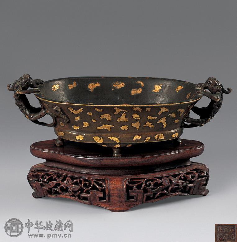 清乾隆 铜洒金四足香炉