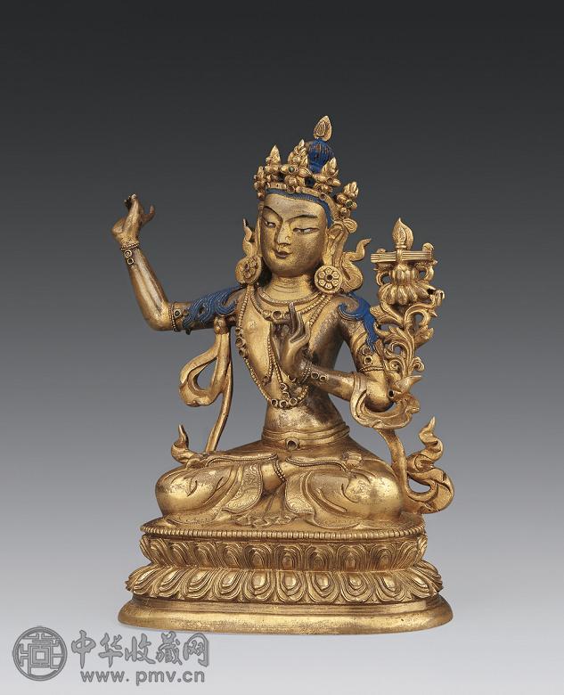 十七-十八世纪 铜鎏金文殊菩萨