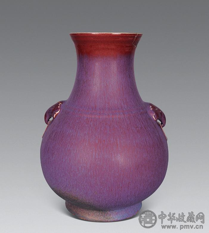 清中期 窑变釉象耳尊