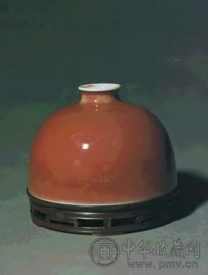 清康熙 缸豆红釉划夔龙纹太白樽