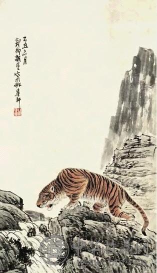 胡爽盦 虎 轴 纸本墨笔