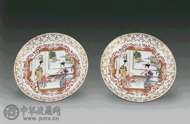 清 粉彩仕女纹盘(1对)