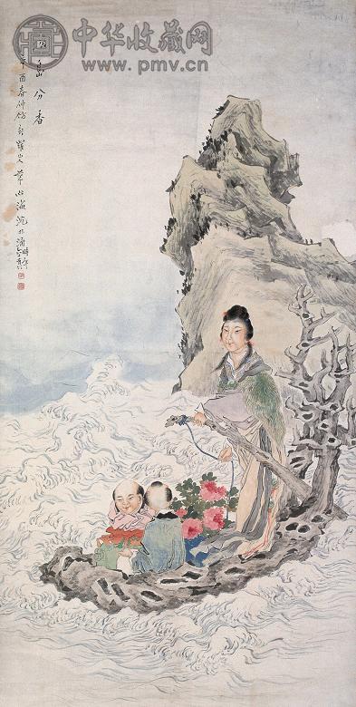 沈心海1921年作人物立轴设色纸本收藏资讯|艺术家|书画家|书画