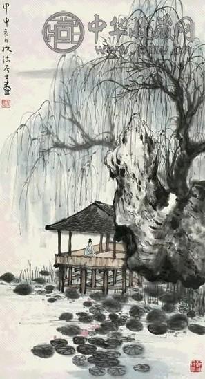 孙雪泥 甲申(1944年)作 赏荷图 轴 设色纸本