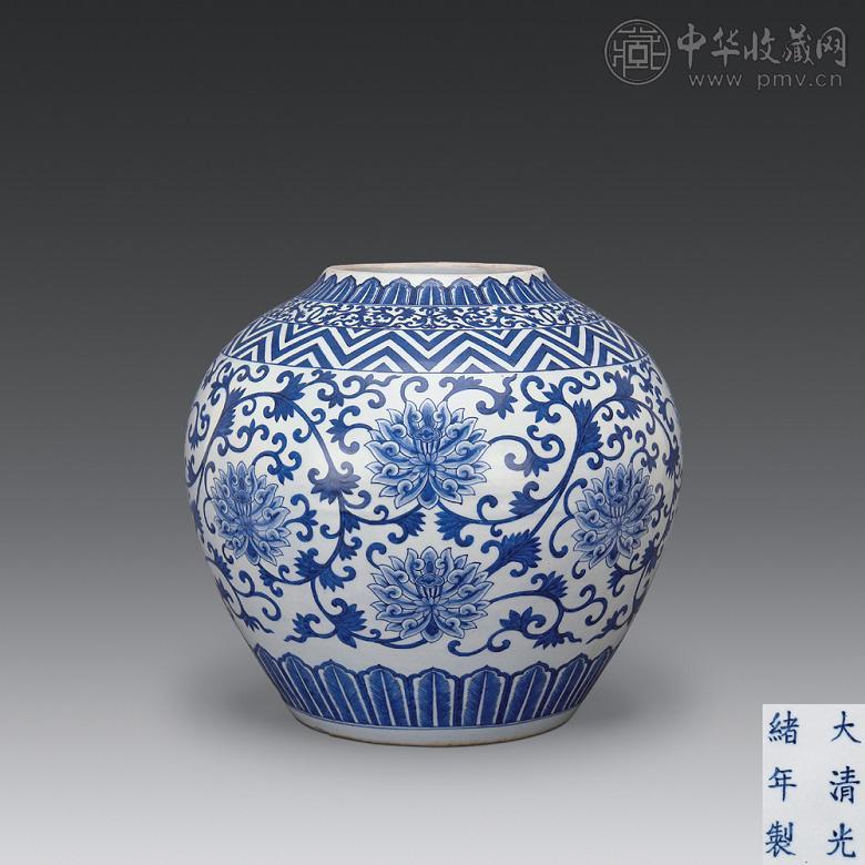 清光绪 青花缠枝莲纹大罐